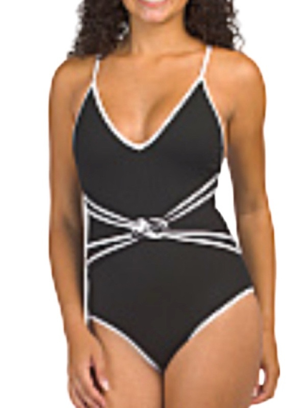 NEW Trina Turk Triumph One Piece Swimsuit Black White Size 6